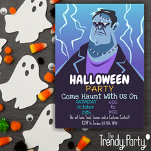 Load image into Gallery viewer, Frankenstein Halloween Party Invitation | Birthday or Costume Party