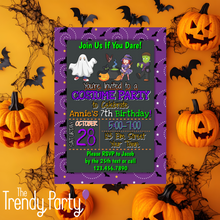 Load image into Gallery viewer, Halloween Themed Birthday Party or Costume Party Invitation
