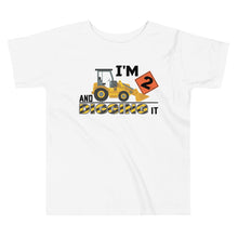 Load image into Gallery viewer, I'm 2 and Digging It Kids Crewneck T-shirt Construction Party Shirt