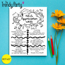 Load image into Gallery viewer, Black & White Doodle Themed Teacher and Staff Appreciation Flyer