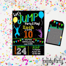 Load image into Gallery viewer, Jump Themed Birthday Invitation & Thank You Tag