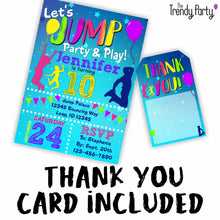 Load image into Gallery viewer, Jump Themed Birthday Invitation & Thank You Tag