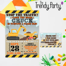 Load image into Gallery viewer, Construction Birthday Party Invitation & Thank You Card