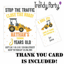Load image into Gallery viewer, Construction Party Invitation & Thank You Card