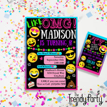 Load image into Gallery viewer, Emoji Birthday Party Invitation Plus Thank You Card