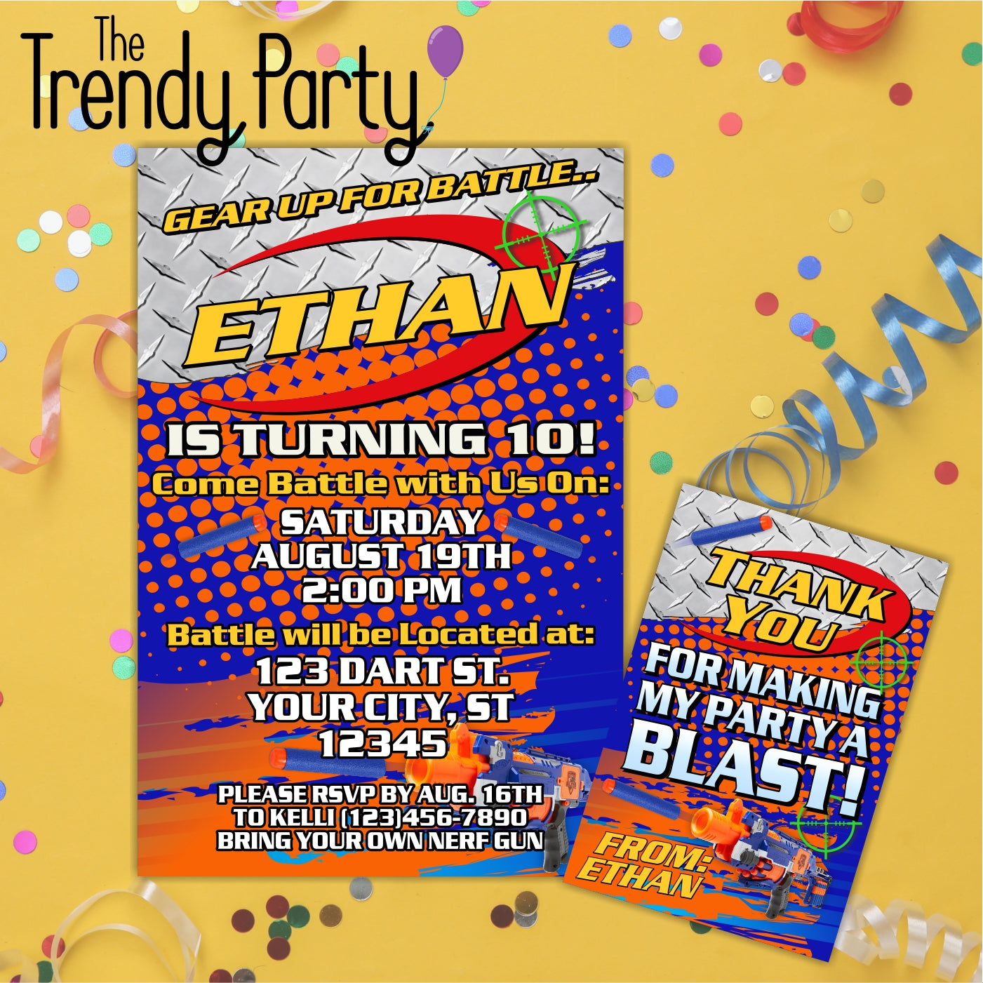 nerf-battle-invitation-and-thank-you-card-the-trendy-party for Free Printable Nerf Party Invitations Template Free Nerf Battle Invitation and Thank You Card – The Trendy Party for Free Printable Nerf Party Invitations Template Free