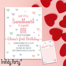 Load image into Gallery viewer, Sweetheart Birthday Invitation & Thank You Tags