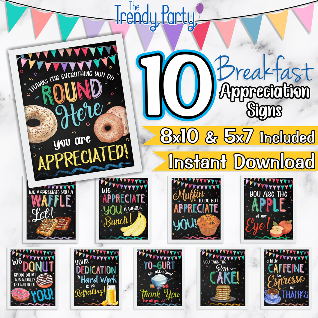 Thursday Breakfast Sign 10 Breakfast Appreciation Signs Instant Download | 8x10 and 5x7 Sizes ...