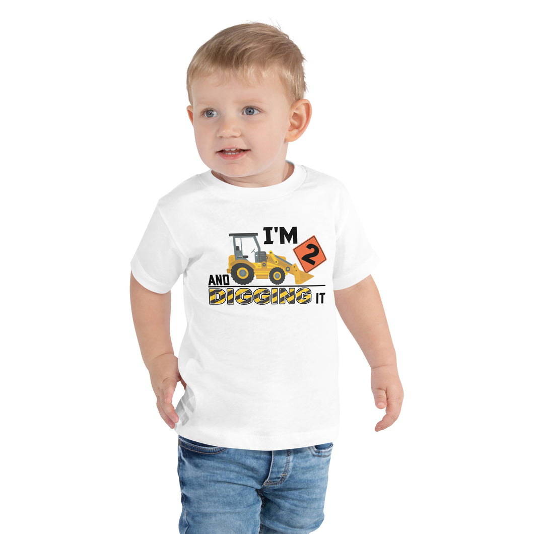 I'm 2 and Digging It Kids Crewneck T-shirt Construction Party Shirt