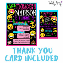 Load image into Gallery viewer, Emoji Birthday Party Invitation Plus Thank You Card
