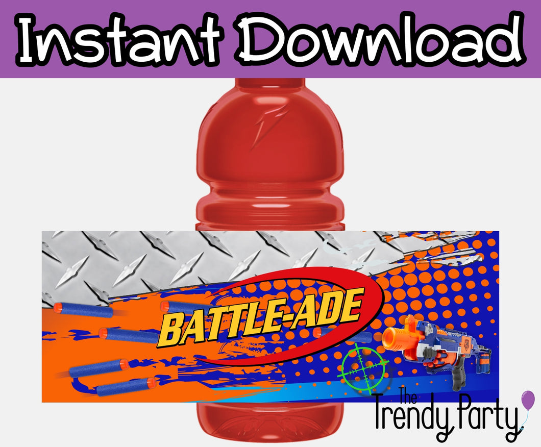 Nerf Birthday Party Mini Gatorade Bottle Printable Label